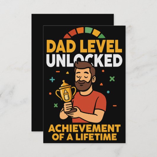 Dad Level Unlocked - Grappig Vaderdag cadeau Bedankkaart (Voorkant / Achterkant)