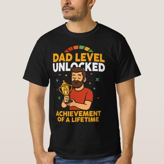Dad Level Unlocked - Grappig Vaderdag cadeau T-shirt (Voorkant)