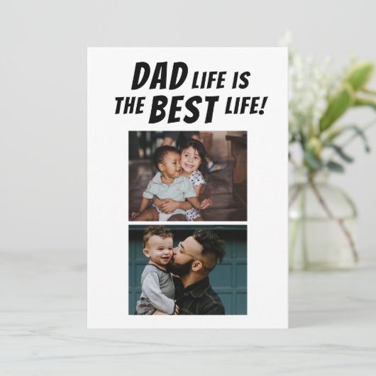 Dad leven is het beste leven 3 foto's Vaderdag Kaart (Staand voorkant)