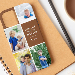 Dad Leven is het Beste Leven Monogram 4 Foto Bruin Case-Mate iPhone Case