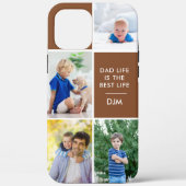 Dad Leven is het Beste Leven Monogram 4 Foto Bruin Case-Mate iPhone Case (Achterkant)
