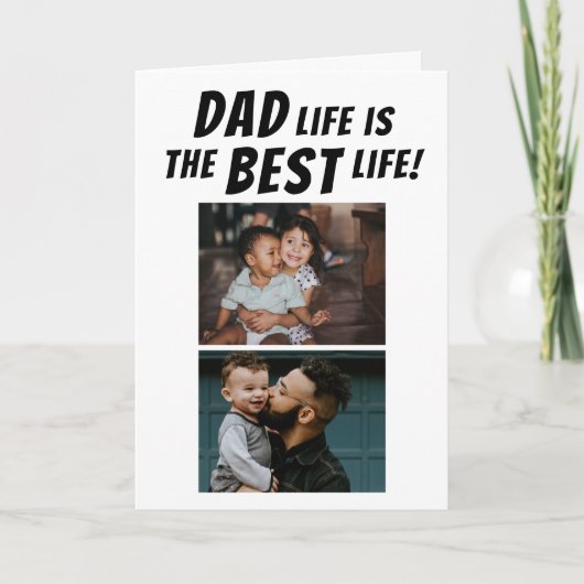Dad Life is het Beste Leven 3 Foto's Vaderdag Kaart (Voorkant)