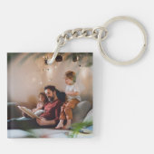 Dad Line Art Father Child Photo Design Sleutelhanger (Achterkant)