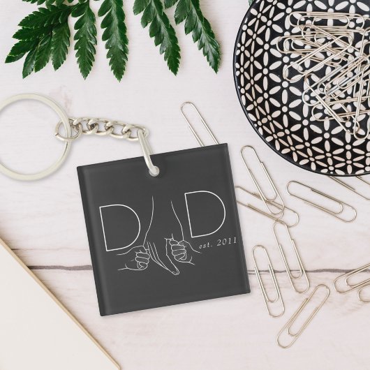 Dad Line Art Father Child Photo Design Sleutelhanger