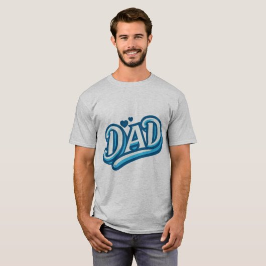 Dad Love Hearts Typography Graphic T-shirt (Voorkant volledig)