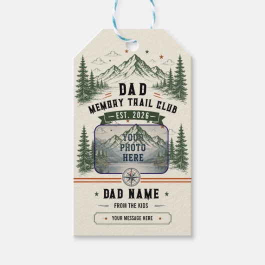 Dad Memory Trail Club | Vaderdag foto Cadeaulabel (Voorkant)