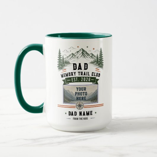 Dad Memory Trail Club | Vaderdag foto Mok (Links)