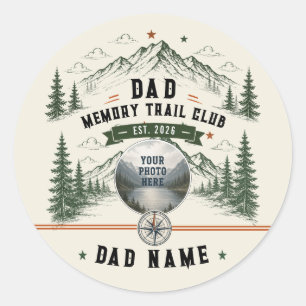 Dad Memory Trail Club   Vaderdag-foto Ronde Sticker