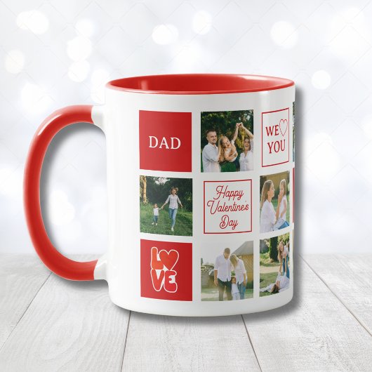 Dad Messages Custom Photo Collage Valentines Day Mok