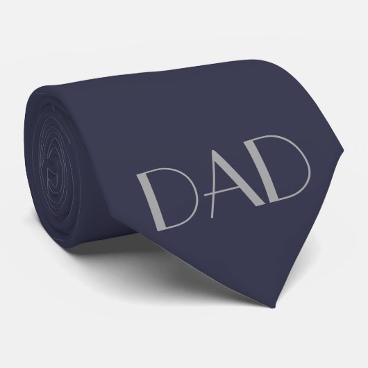 DAD Midnight Blue Grey Custom Initialen Monogramme Stropdas (Opgerold)