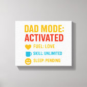 Dad Mode Activated Funny Vaderdag Gift Canvas Afdruk (Voorkant)