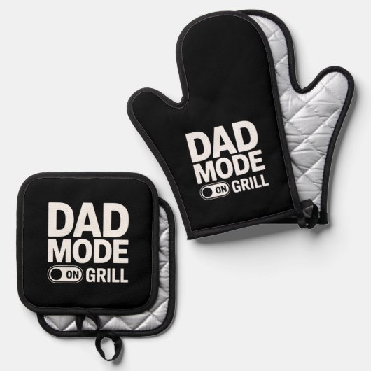 Dad Mode Grill On Funny BBQ Dad Quote Ovenwant & Pannenlap Set (Voorkant / Achterkant)
