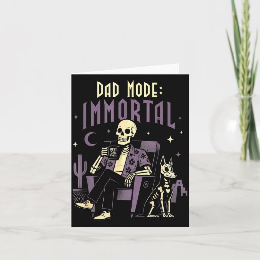 Dad mode onsterfelijk skelet halloween vader kaart (Voorkant)
