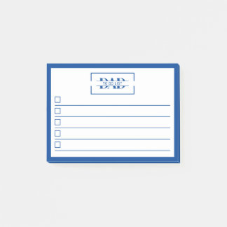 Dad Modern Blue Monogram 4" x 3" To Do List Post-it® Notes