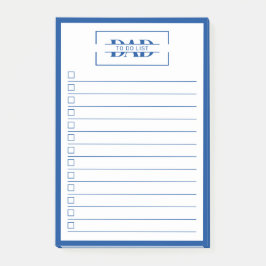 Dad Modern Blue Monogram 4" x 6" To Do List Post-it® Notes
