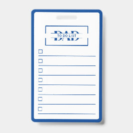 Dad Modern Blue Monogram To Do List Badge