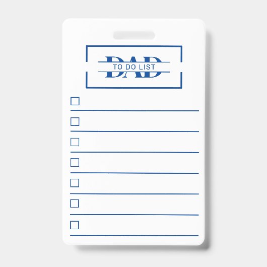 Dad Modern Blue Monogram To Do List Badge (Front)