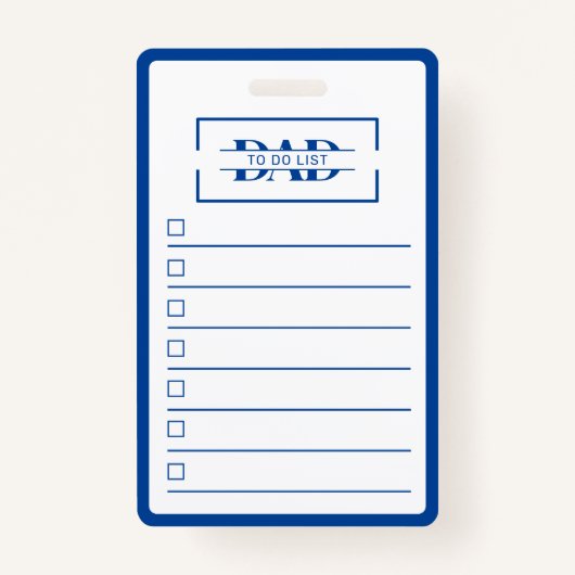 Dad Modern Blue Monogram To Do List Badge (Voorkant)