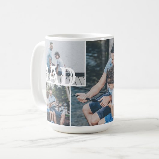 Dad Modern Custom 4 Foto Collage Grid Koffiemok (Voorkant links)