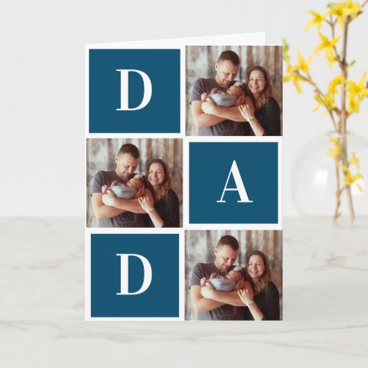 DAD Moderne Fotocollage Vaderdag Kaart (Gele Bloem)