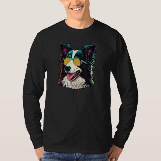 Dad Mom Cool Dog Sunglasses  Border Collie T-shirt (Voorkant)