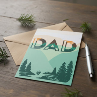 'DAD' Mountain Landscape Greeting Card Kaart
