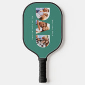 dad multi foto moderne typografie groen pickleball paddle (Voorkant)