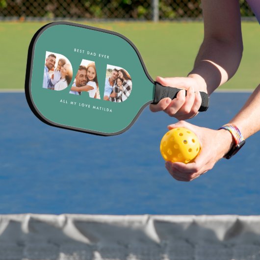 dad multi foto moderne typografie groen pickleball paddle (Insitu)