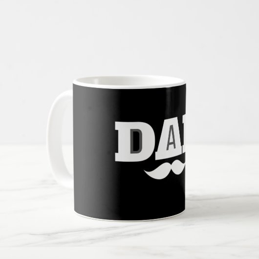 Dad  Mustache Mug Black and White Koffiemok (Voorkant links)