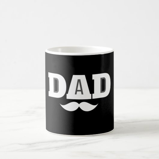 Dad  Mustache Mug Black and White Koffiemok (Center)