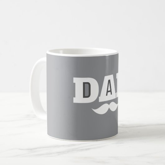 Dad Mustache Mug Grey and White Koffiemok (Voorkant links)