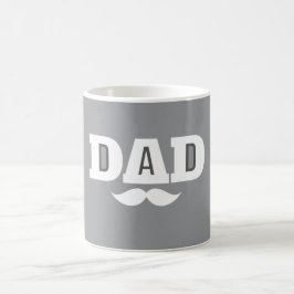 Dad Mustache Mug Grey and White Koffiemok