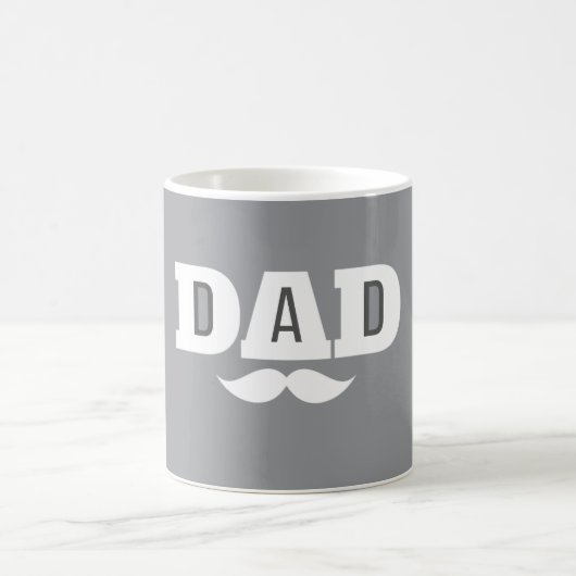 Dad Mustache Mug Grey and White Koffiemok (Center)