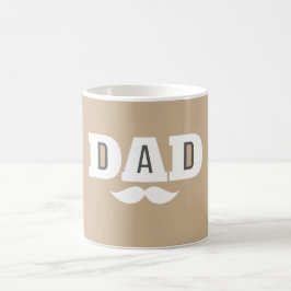 Dad Mustache Mug Light Brown and White Koffiemok