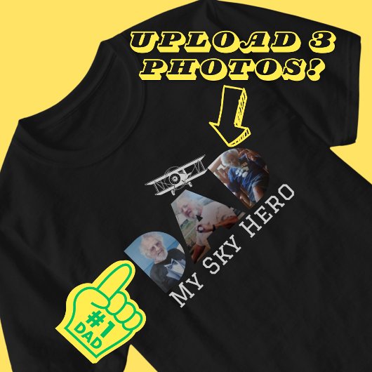 DAD My Sky Hero Typografie Fotocollage Custom T-shirt