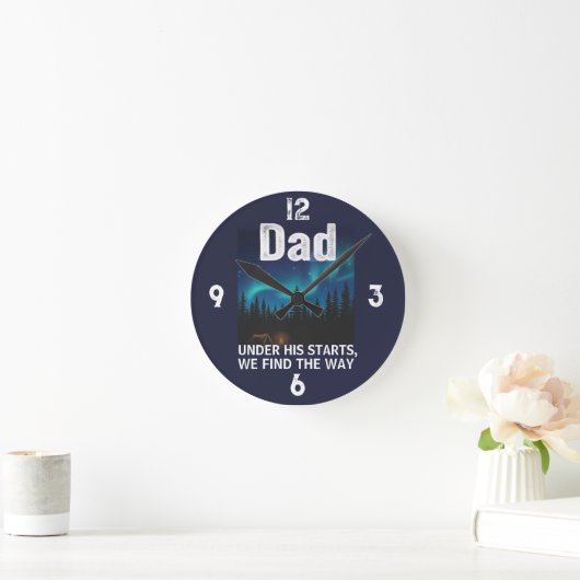 Dad Northern Lights Camping Customizable Ronde Klok (Huis)