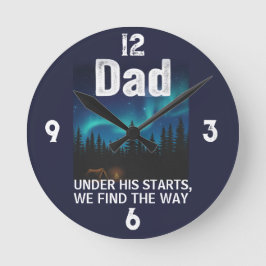Dad Northern Lights Camping Customizable Ronde Klok