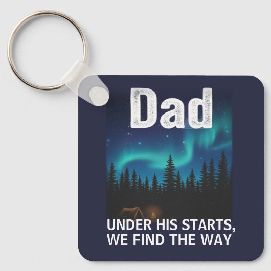 Dad Northern Lights Camping Customizable Sleutelhanger (Voorkant)