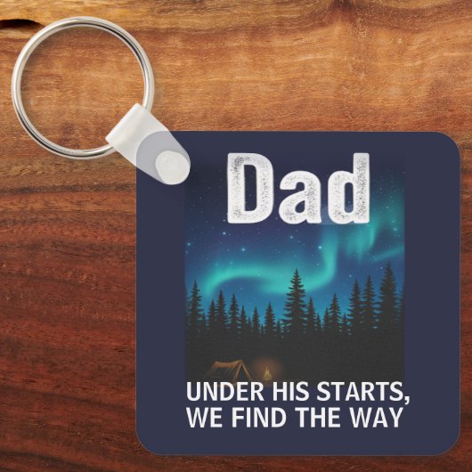 Dad Northern Lights Camping Customizable Sleutelhanger (Voorkant)