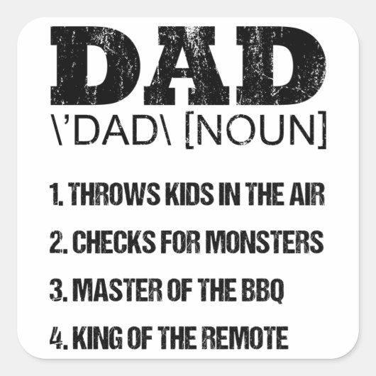 DAD NOUN Fathers Day Papa Birthday Pap Vierkante Sticker (Voorkant)