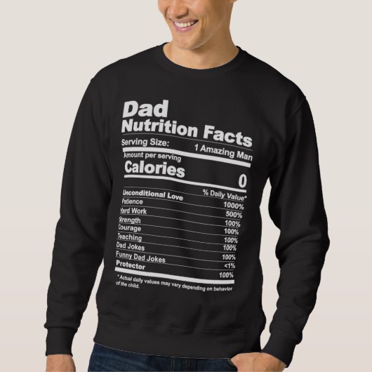 Dad Nutrition Facts Trui (Voorkant)