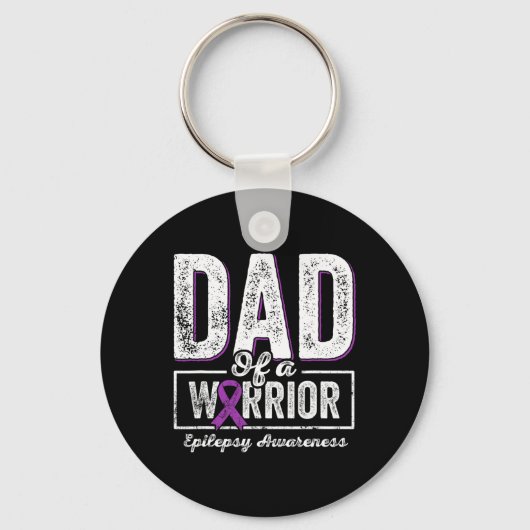 Dad Of A Warrior Epilepsy Dad Purple Ribbon Suppor Sleutelhanger (Voorkant)