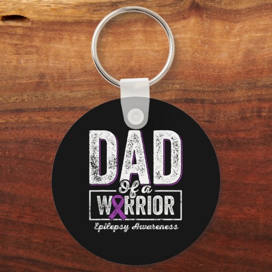 Dad Of A Warrior Epilepsy Dad Purple Ribbon Suppor Sleutelhanger (Voorkant)
