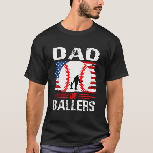 Dad Of Ballers Baseball Father'S Day T-shirt (Voorkant)