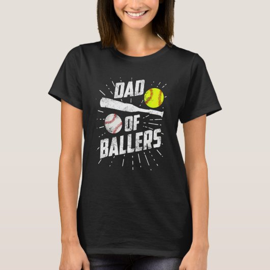 Dad Of Ballers  Baseball Softball Game Fathers Day T-shirt (Voorkant)