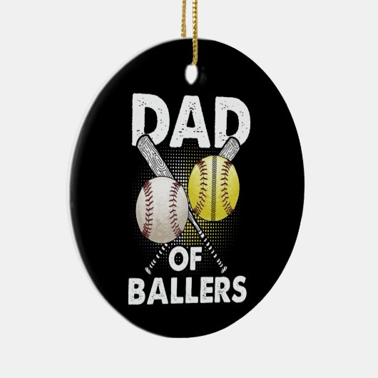 Dad of Ballers Dad of Baseball And Softball Player Keramisch Ornament (Rechts)
