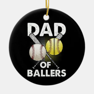 Dad of Ballers Dad of Baseball And Softball Player Keramisch Ornament