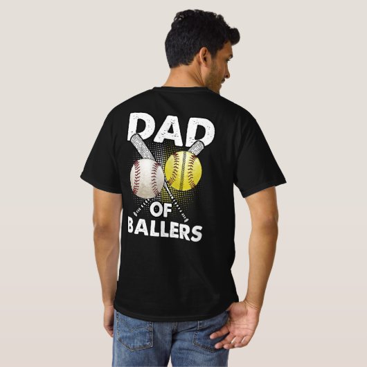 Dad of Ballers Dad of Baseball And Softball Player T-shirt (Achterkant volledig)