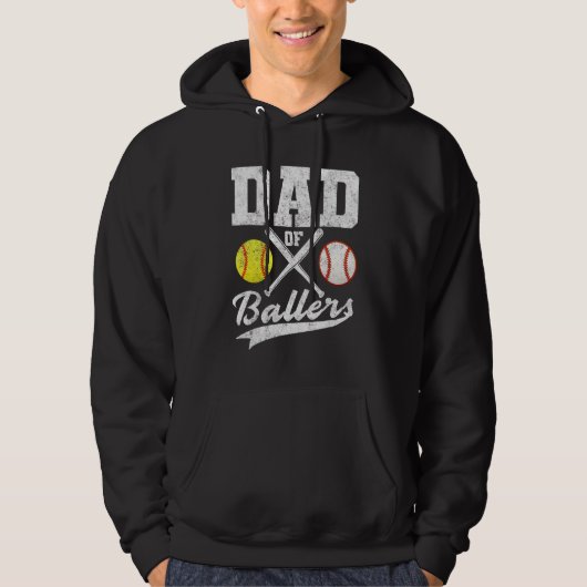 Dad of Ballers Dad of Baseball Softball Player Fat Hoodie (Voorkant)
