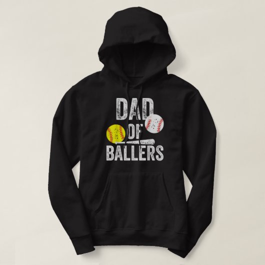 Dad of Ballers Funny Dad of Baseball and Softball  Hoodie (Design voorkant)